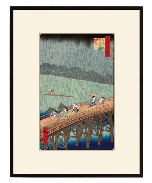 《哆啦A梦》浮世绘系列推出新作“大桥安宅骤雨”