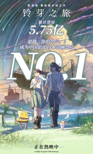 《铃芽之旅》成为中国影史日本动画电影票房第一